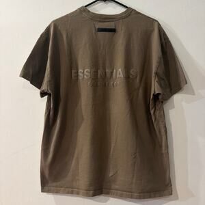 Essentials fear of god desert/dark olive green t-shirt, size small